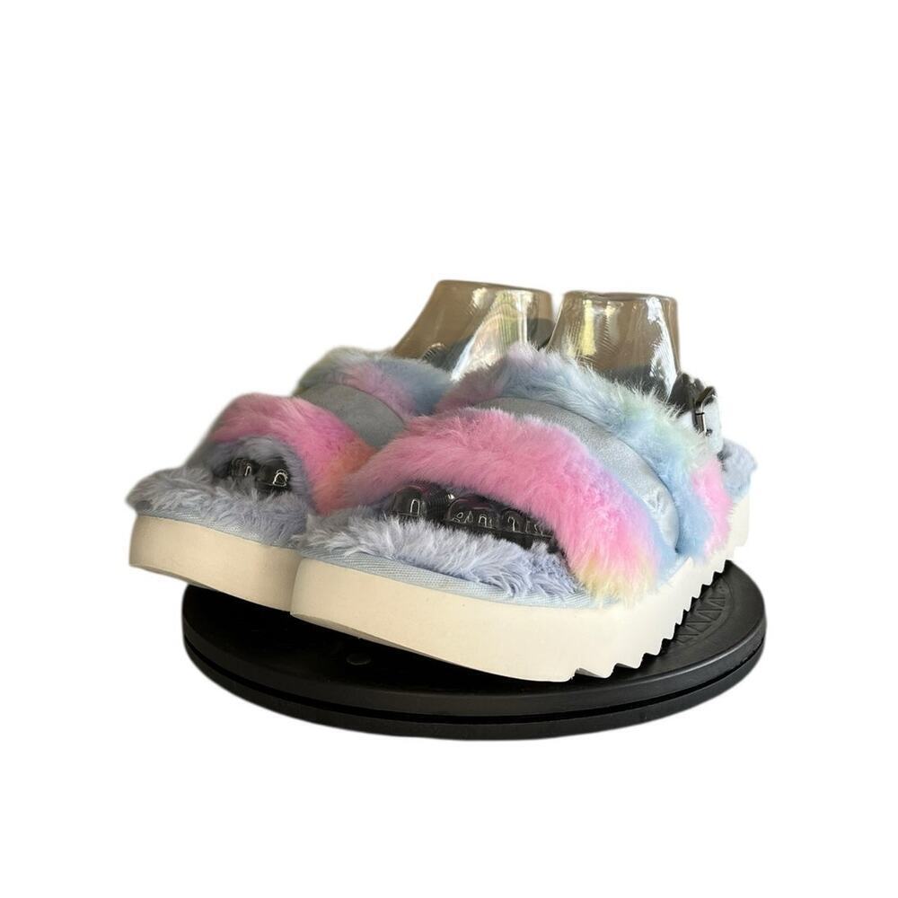 Koolaburra by UGG Fuzz'd Out Adjustable Slide Sandals Size 10 Multicolored - Picture 2 of 6